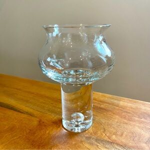 Vintage DANSK Krosno 8” Vase Candle Holder Poland Hand Blown Glass Crystal